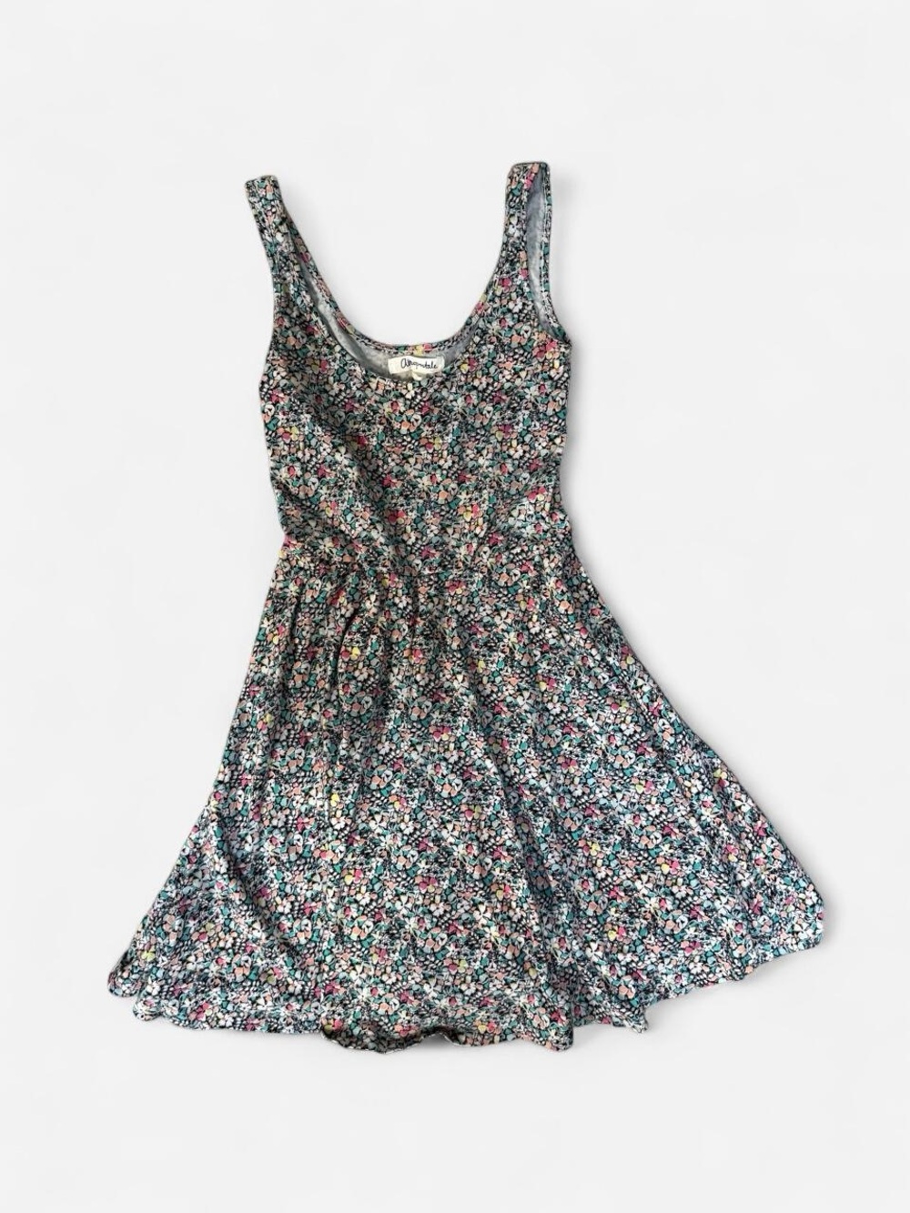Aeropostale Navy Floral Scoop Neck Mini Dress with Pink & White Details
